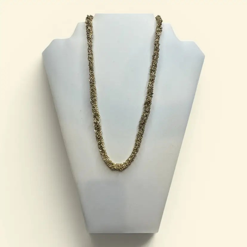 Stella & Dot Gold Tone Chunky Multi-Strand Mesh Statement Necklace