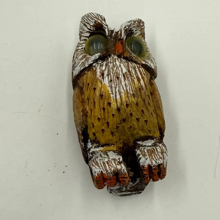 Vintage Wooden Set Of Three Owls Figurines For Decor Or Crafts