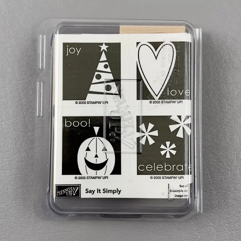 Stampin Up Set Of 4 Holiday Stamp Kit 2005 Joy Love Boo Celebrate New Unmounted
