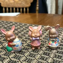 Vintage Three Miniature Ceramic Bunnies Easter Bunnies 1980S