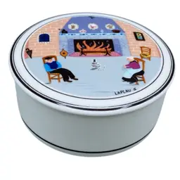 Vtg Villeroy & Bock Naïf Trinket Box Cat Grandma Grandpa Fireplace Folk Art Porcelain Retro