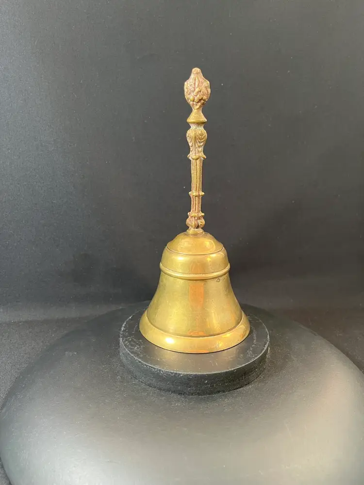 7.5” Brass Bell With Ornate Handle