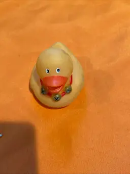 Rubber Duck bath gold ducky rubber ducky with bells on red collar