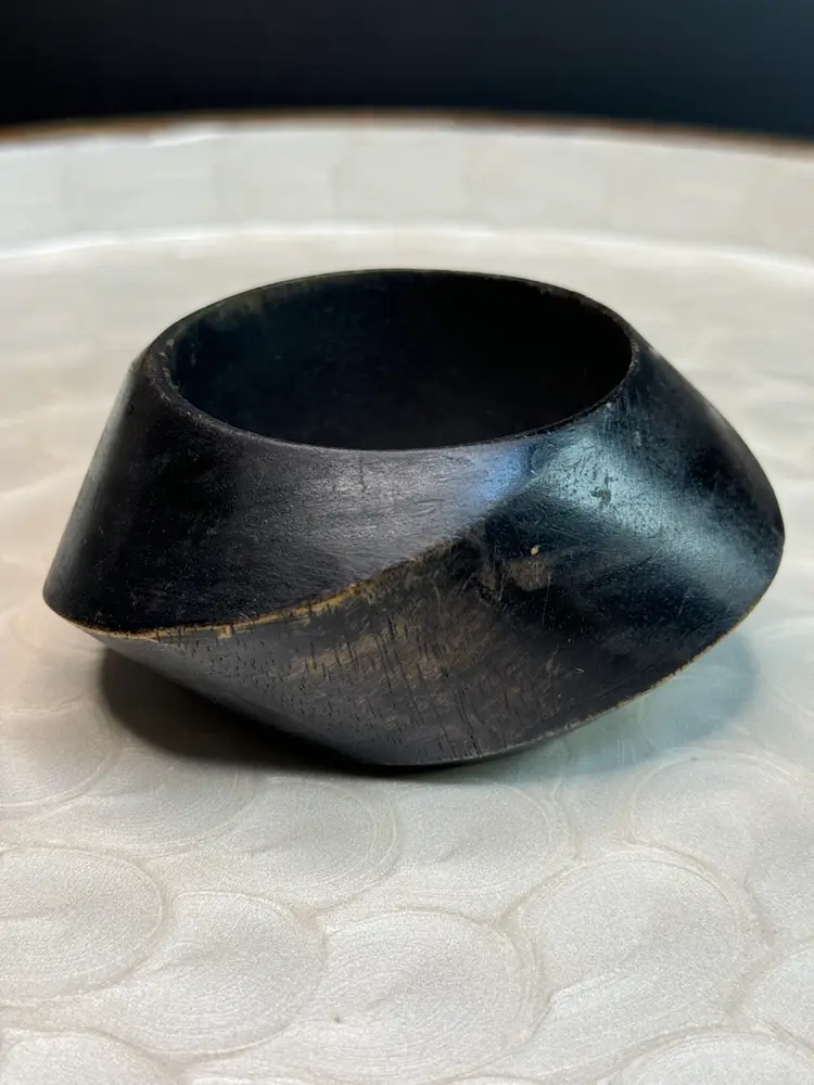 Dark Brown Stained Wood Bangle
