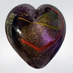Heart Shape Glass Paperweight, Maslach? Glass Eye? 3 1/4" x 2" Puffy Heart. Excellent condition