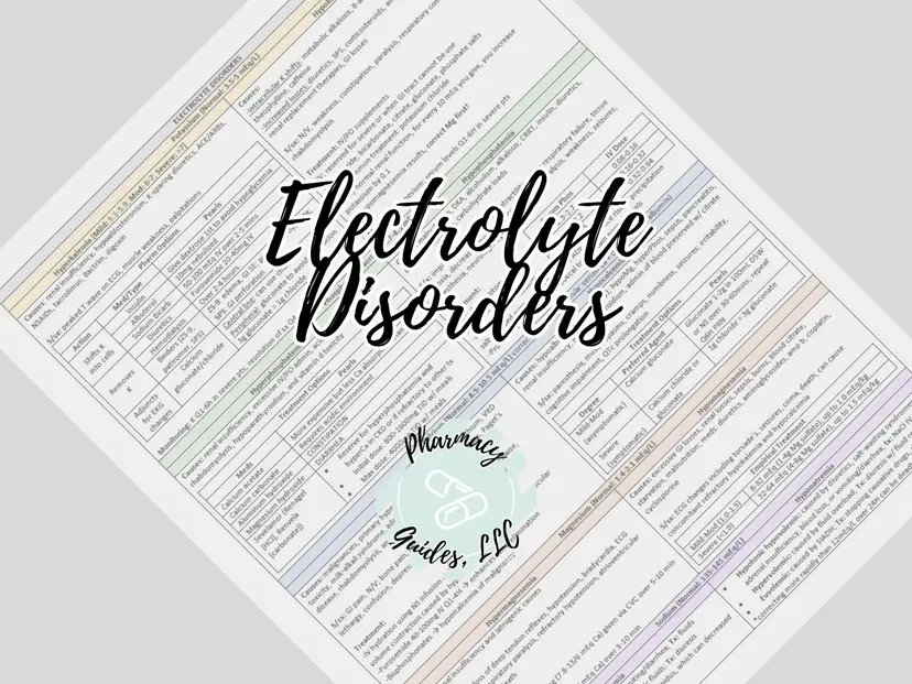 Electrolyte Disorders Cheat Sheet