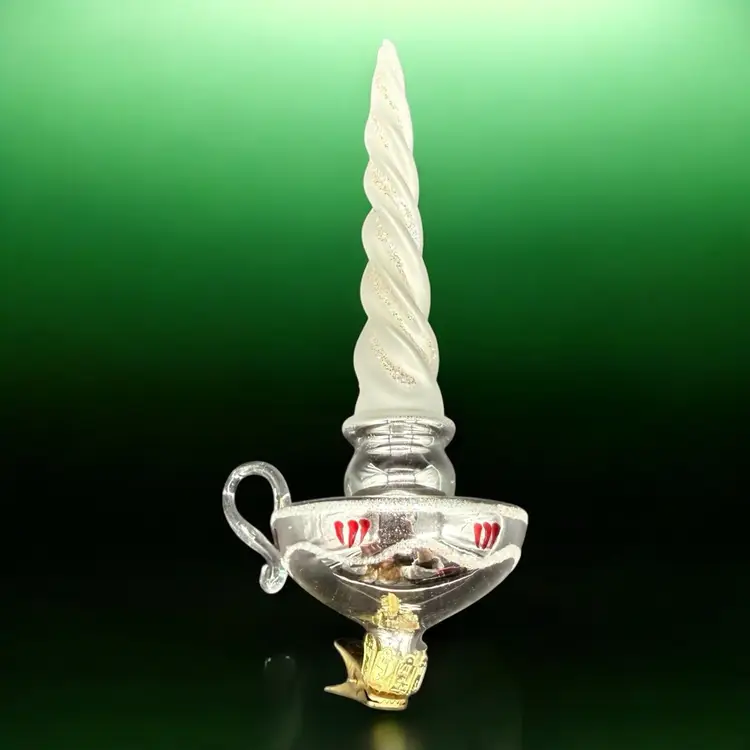 Trim a Home European Blown Glass Vintage Christmas Ornament Candlestick Clip On