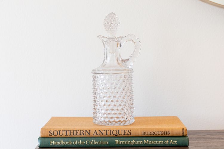 Early 20th Century Hobnail Glass Cruet with Ground Stopper | Hand-Finished Transitional Era Oil & Vinegar Bottle (ca. 1910–1930)