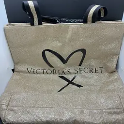 VS Gold Glitter Black Patent Leather Handles Tote