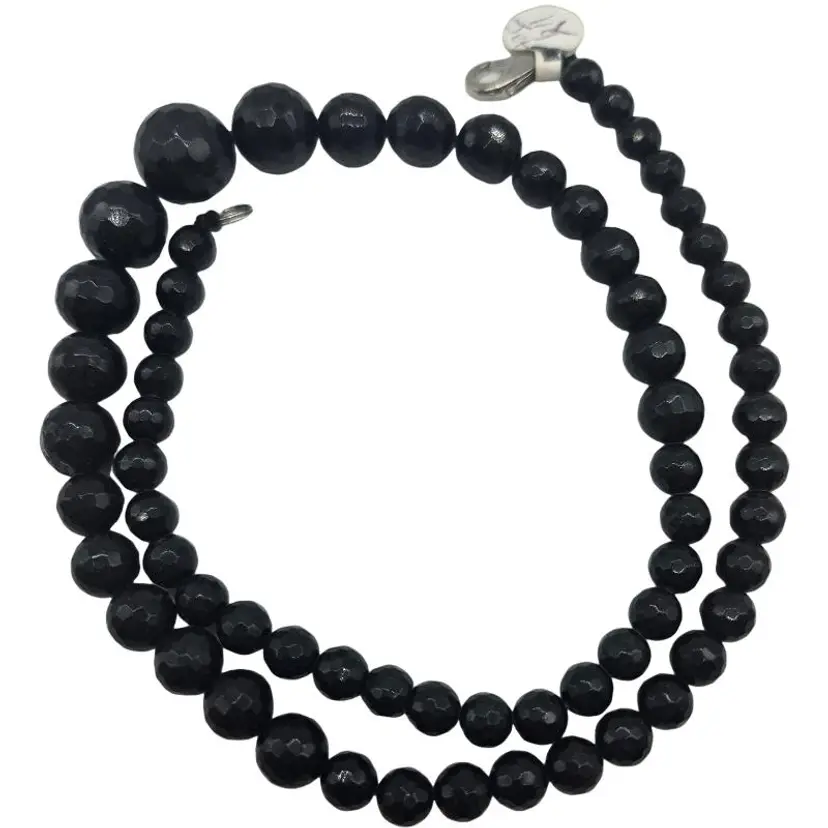Vintage Black Glass Beaded Necklace