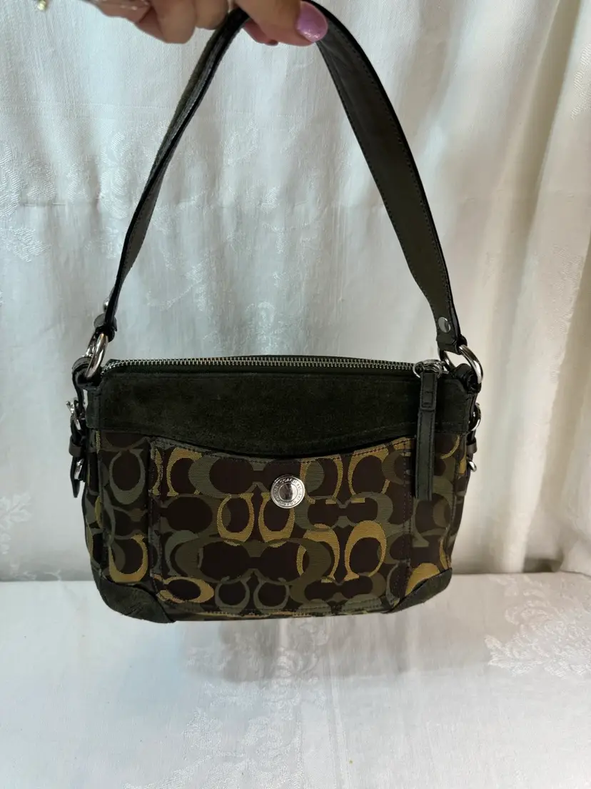 2004 Coach Chelsea Optic Signature Logo Suede & Leather Trim 7035