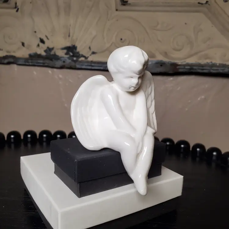 Tiny Porcelain Ceramic Cherub Angel