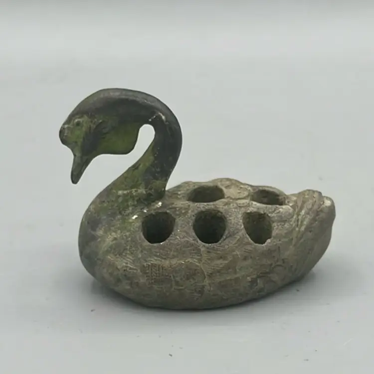 Antique Cast Iron/Lead Swan Flower Frog