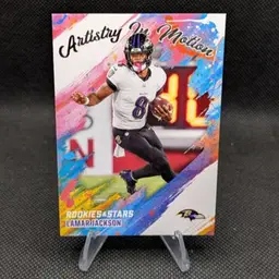 Lamar Jackson 2025 Panini Rookies & Stars Artistry in Motion #2 - Baltimore Ravens
