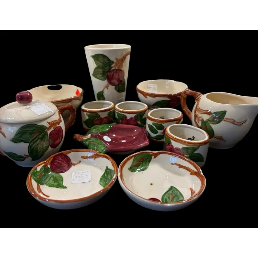 Franciscan Apple Pattern  Lot - Desert Set? 12 Pieces - No Chips Or Crazing - Needs Cleaning