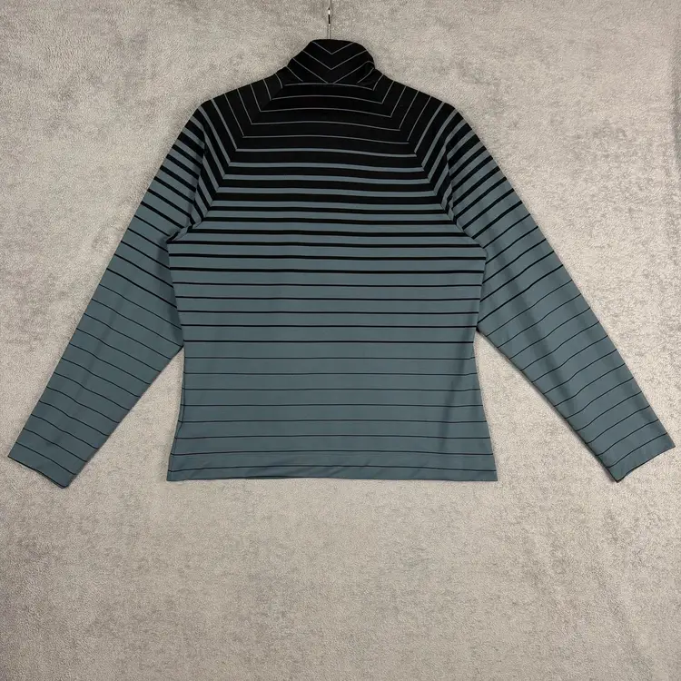 Nike Golf NikeFIT DRY Pullover Mens Large Green Striped 1/4 Zip Long Sleeve Top J-3934