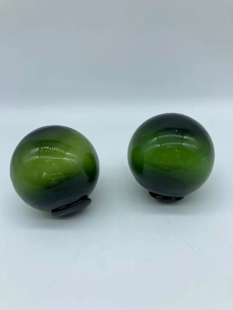 2 Small Green Glass Floats