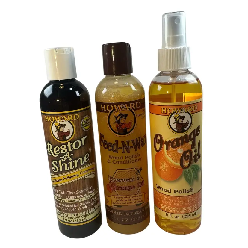 Howard Furniture Care Kit Restor-A-Shine Feed-N-Wax Orange Oil Set