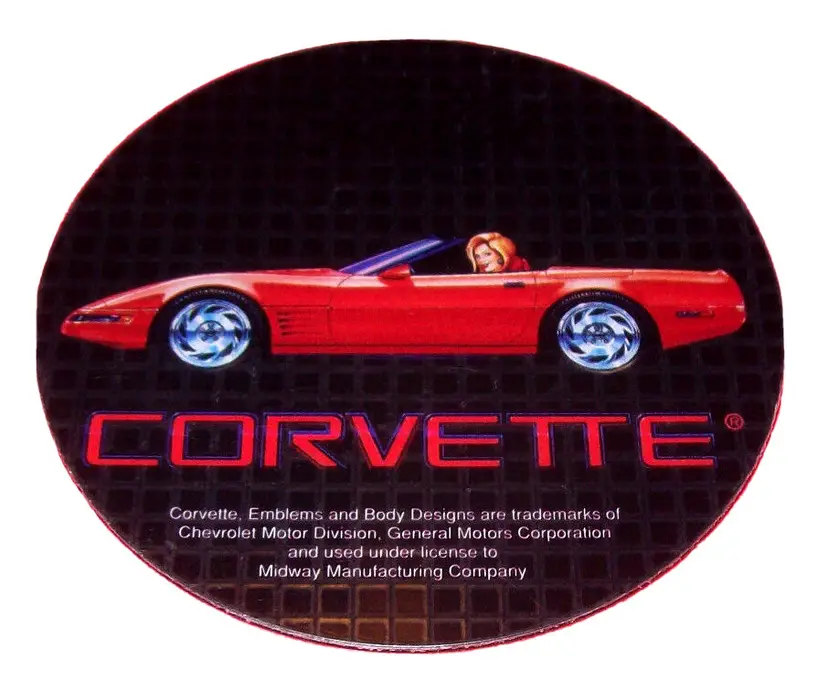 Corvette Original Pinball Machine NOS Plastic Promo Coaster New Style Car