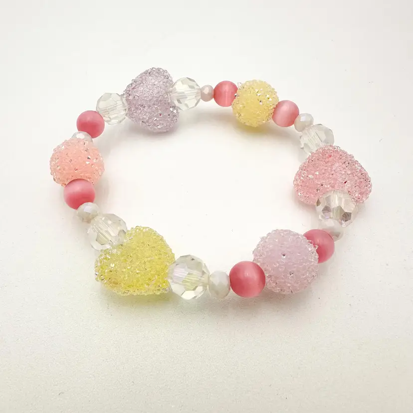 Valentine's Day Sugared Hearts Stretch Bracelet Handmade