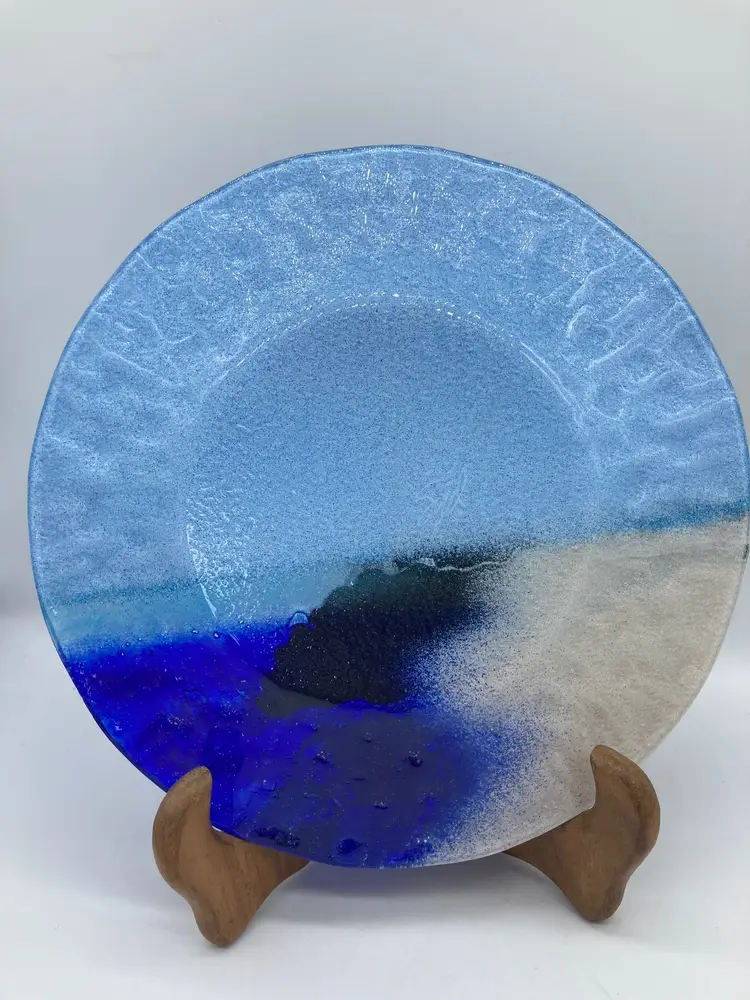 Sydenstricker Glass Lighthouse Plate (Nauset Light w/Blue Sky)- 8 1/2" across