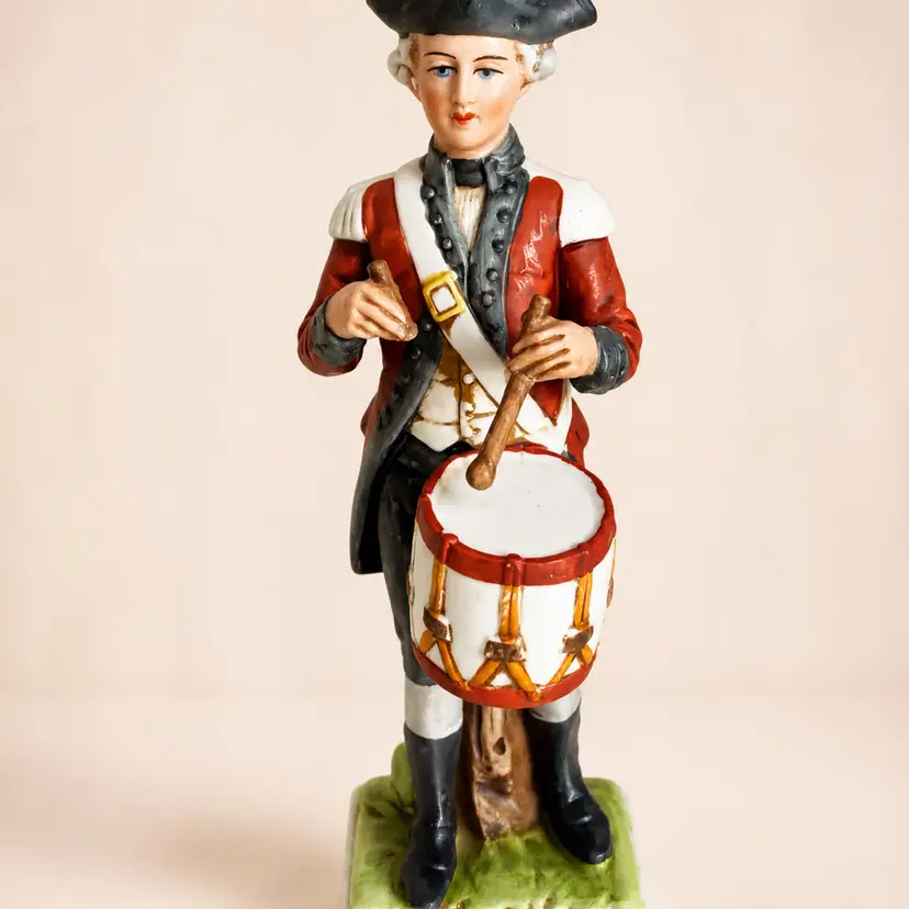 Vintage Lefton Porcelain Figurine Drummer 1796 Hand Painted Japan Military Decor