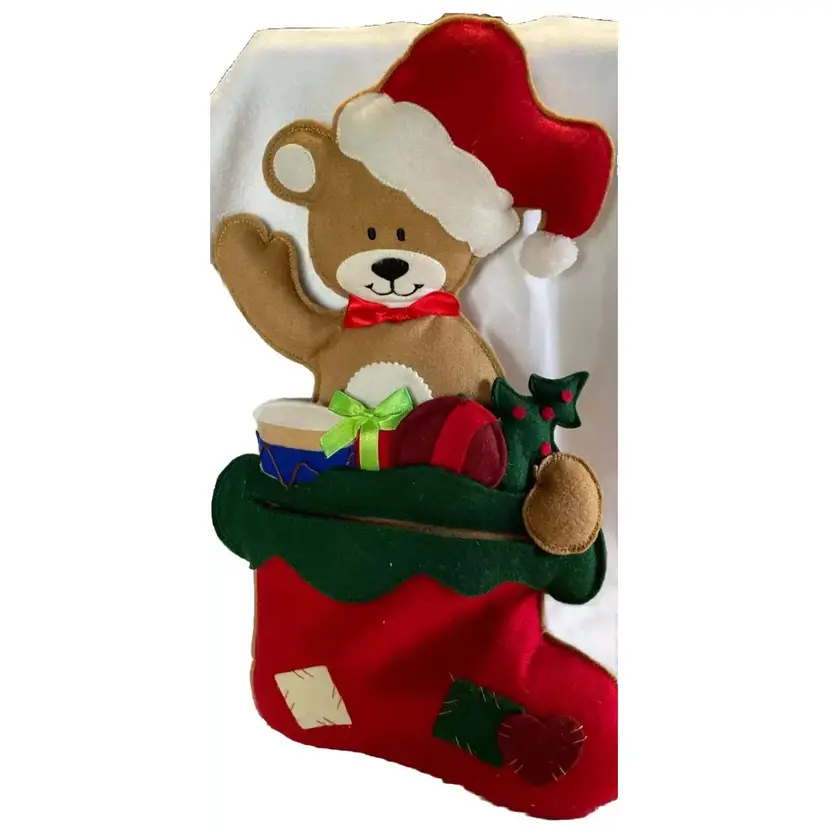 Christmas Santa Teddy Bear with Santa Bag 20.5" Tall Stocking