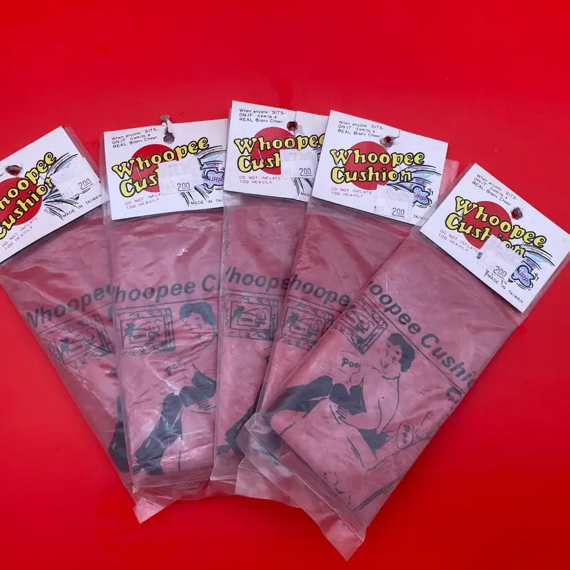 Whoopee Cushions Lot of 5 Vintage Fart Noise Toys - Sealed 1970's New Old Stock