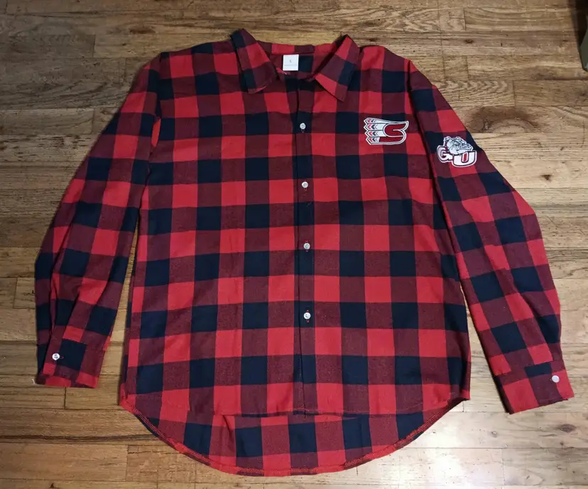 Spokane Chiefs Hockey shirt Gonzaga Bulldogs long sleeve NEW patches button-up