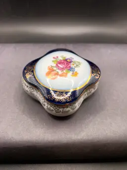 Antique 1940s German Porcelain Art Deco Style  Trinket Box