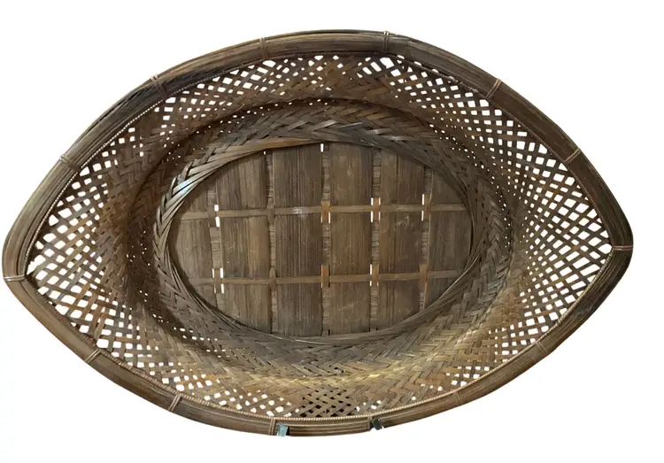 Vintage Japanese Handwoven Zaru Bamboo Wicker Tray Platter Drying Basket 22 X 15
