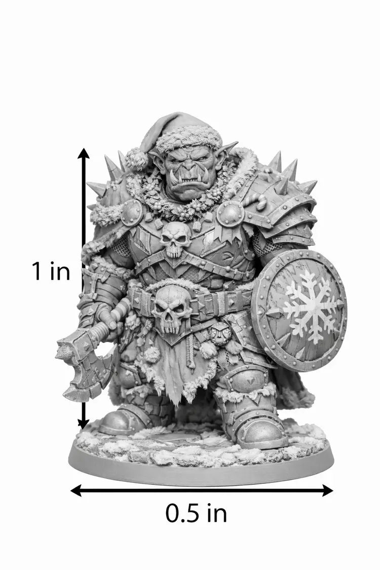 Orc Warrior Miniature 54mm – Unpainted DND Mini – Fantasy RPG Tabletop Figure for Painting – Dungeon Master Encounter Boss
