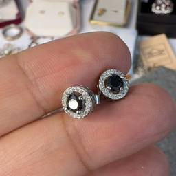Black  Glass Stud Earrings
