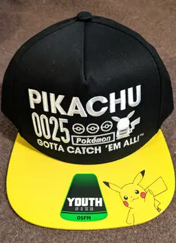 Pokemon Pikachu Gotta Catch Em' All! Youth Snapback Hat Black Yellow One Size OSFM