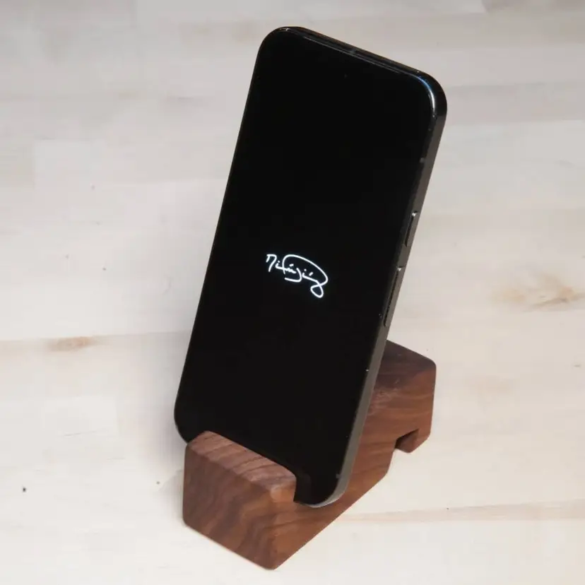 Walnut cell phone stand