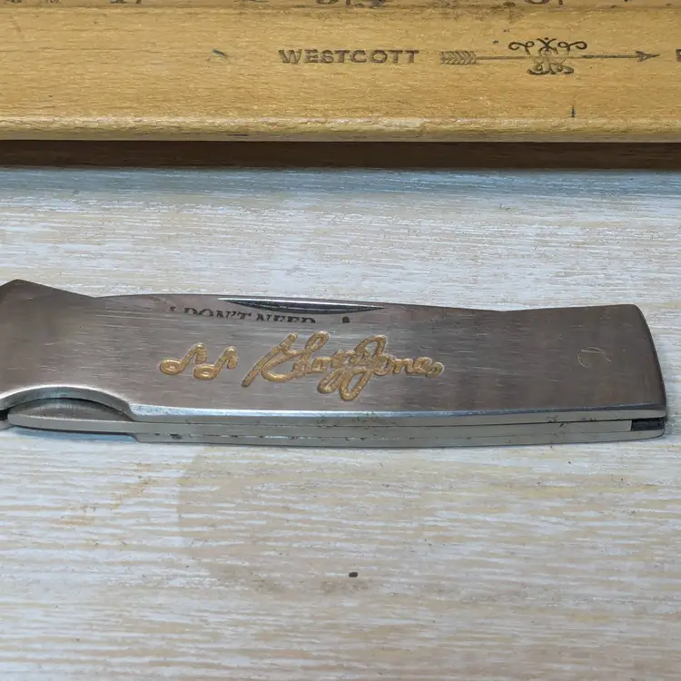 George Jones Schrade pocket knife USA 330 Don't need Rocking Chair 1992 002