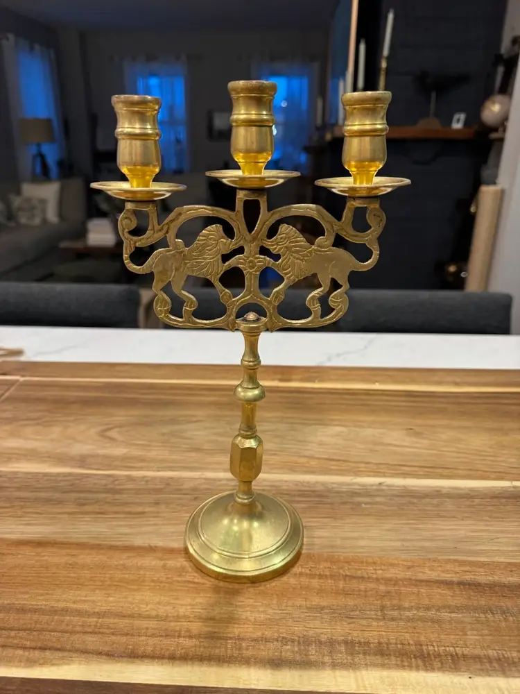 Antique Brass 3 Arm Candelabra