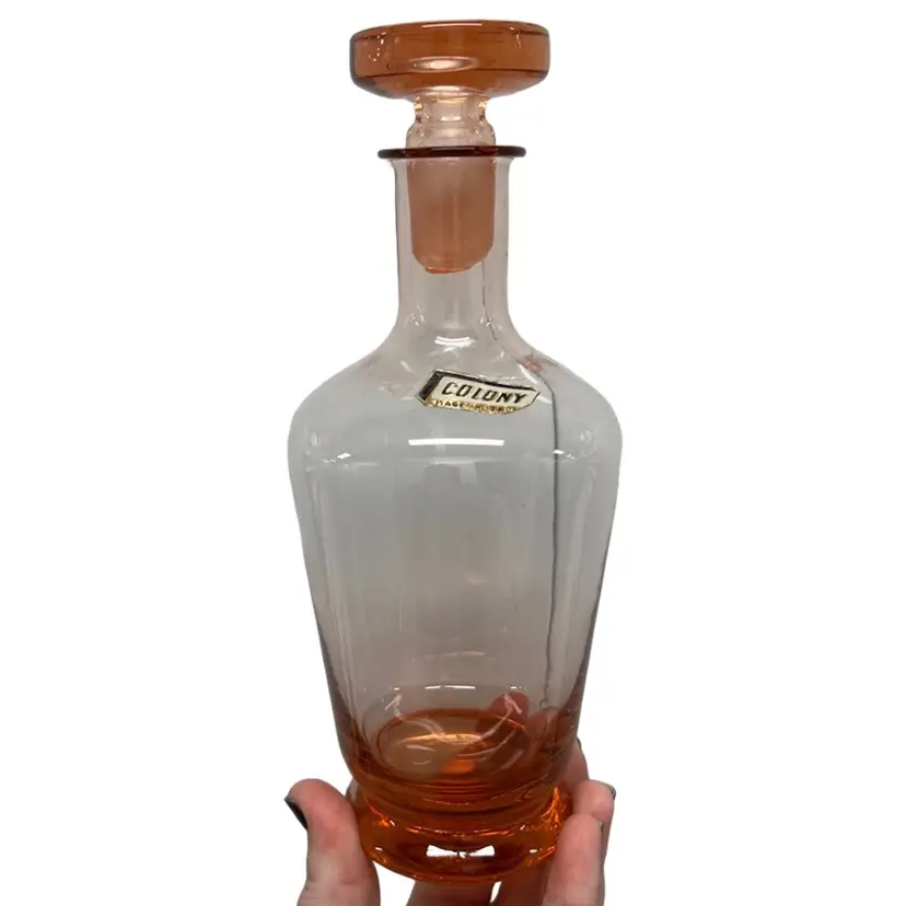 Peachy Pink Italian Glass Decanter