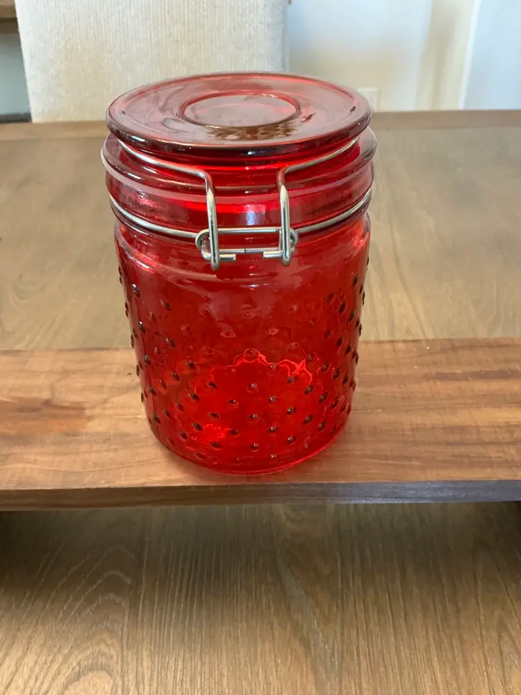 Red Hobnail Glass Canister/Jar