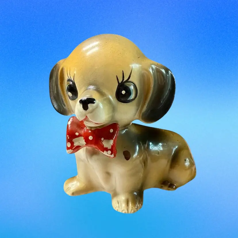 Ceramic Dog With Bow Tie - Dachshund - Japan