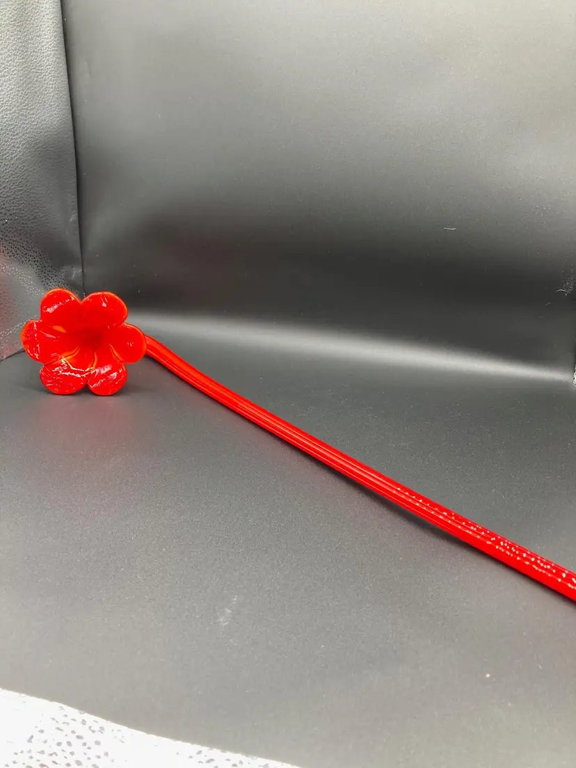 Long Red Hand Blown Flower