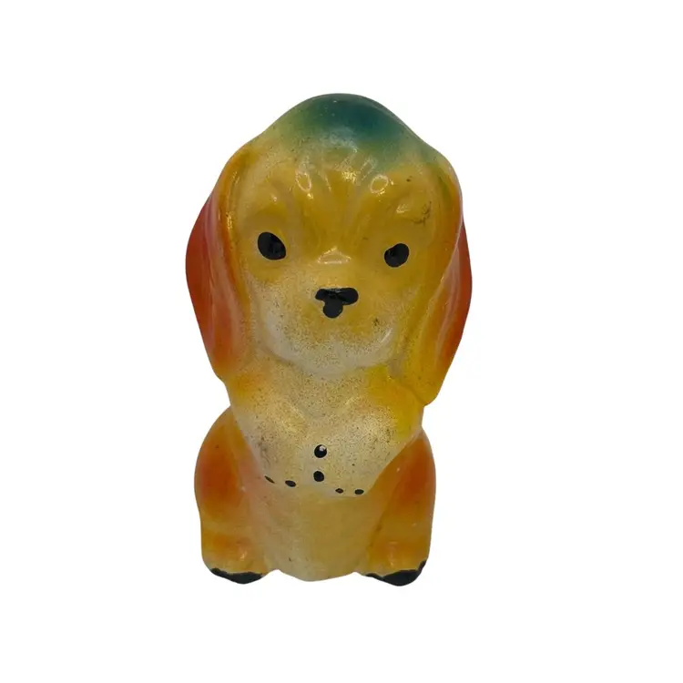 Vintage Chalkware Dog Figure Carnival Fair Prize Style 4" Statue Puppy Dog