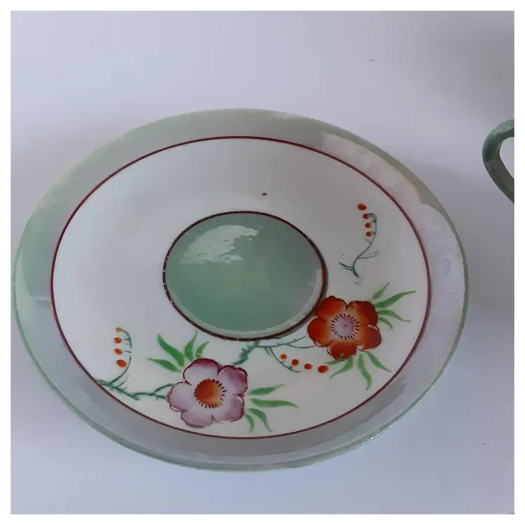 Hand Painted China Made in Japan, Set of 6 Dessert Plates, "Trico" Pattern, Lusterware