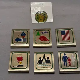 Lot of 7 Vintage BOY SCOUT SKILL AWARDS BSA and a 75 Years Girls Scout Pin