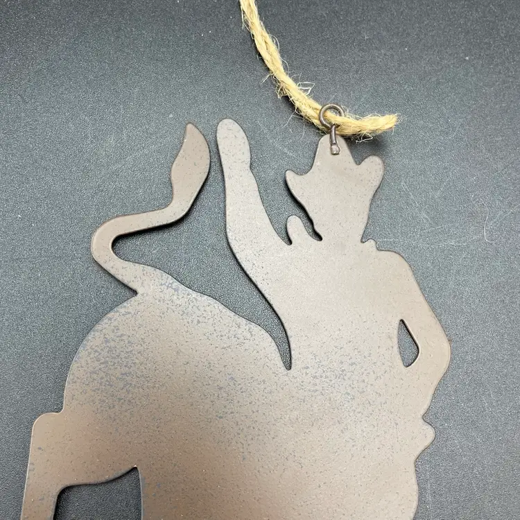 Metal Cowboy Bull Rider Rodeo Wall Hanging Ornament Southwestern Ranch Farm