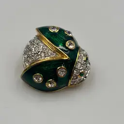 Little Green Stones Ladybug Brooch 1”