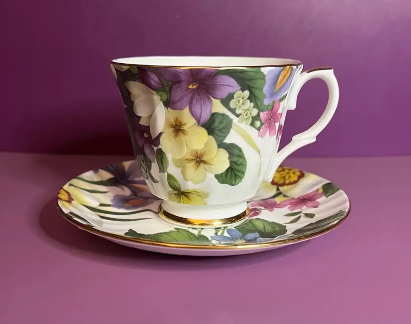 Duchess Bone China Primrose England Cup And Saucer Wildflowers Cottagecore