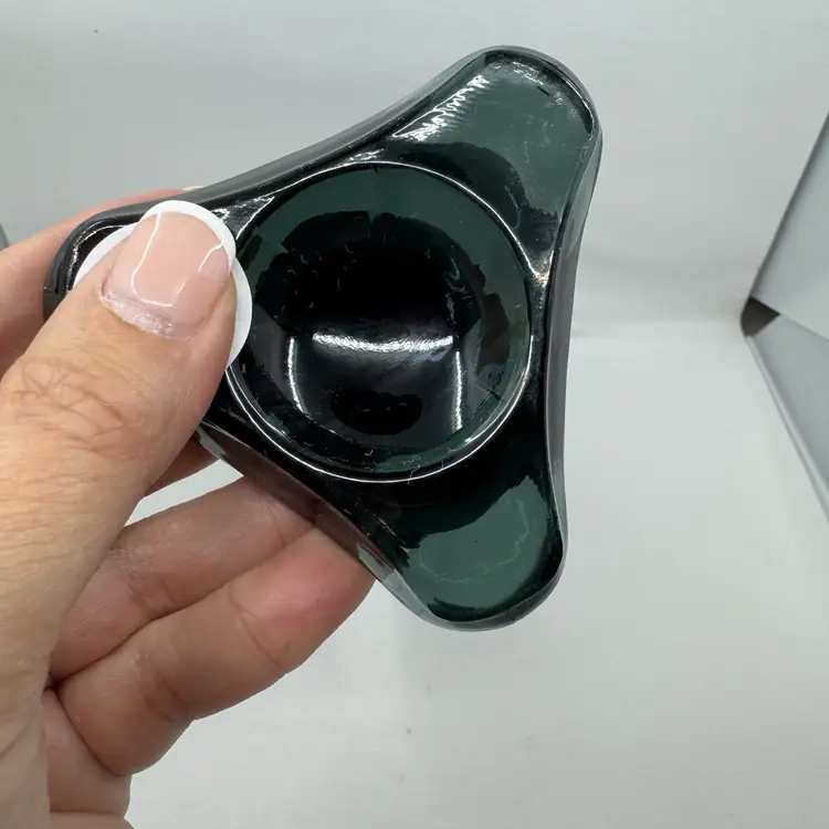 Mid-century Viking Glass smoky charcoal swung vase, 12”, Flawless