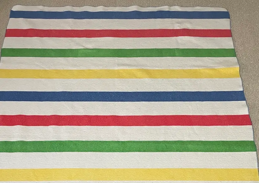 Chatham Striped Beach Picnic Stadium Blanket 56"x85" Red Green Yellow Blue VINTAGE