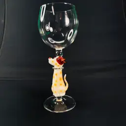 Hand Made Dog Figurine Wine Glass